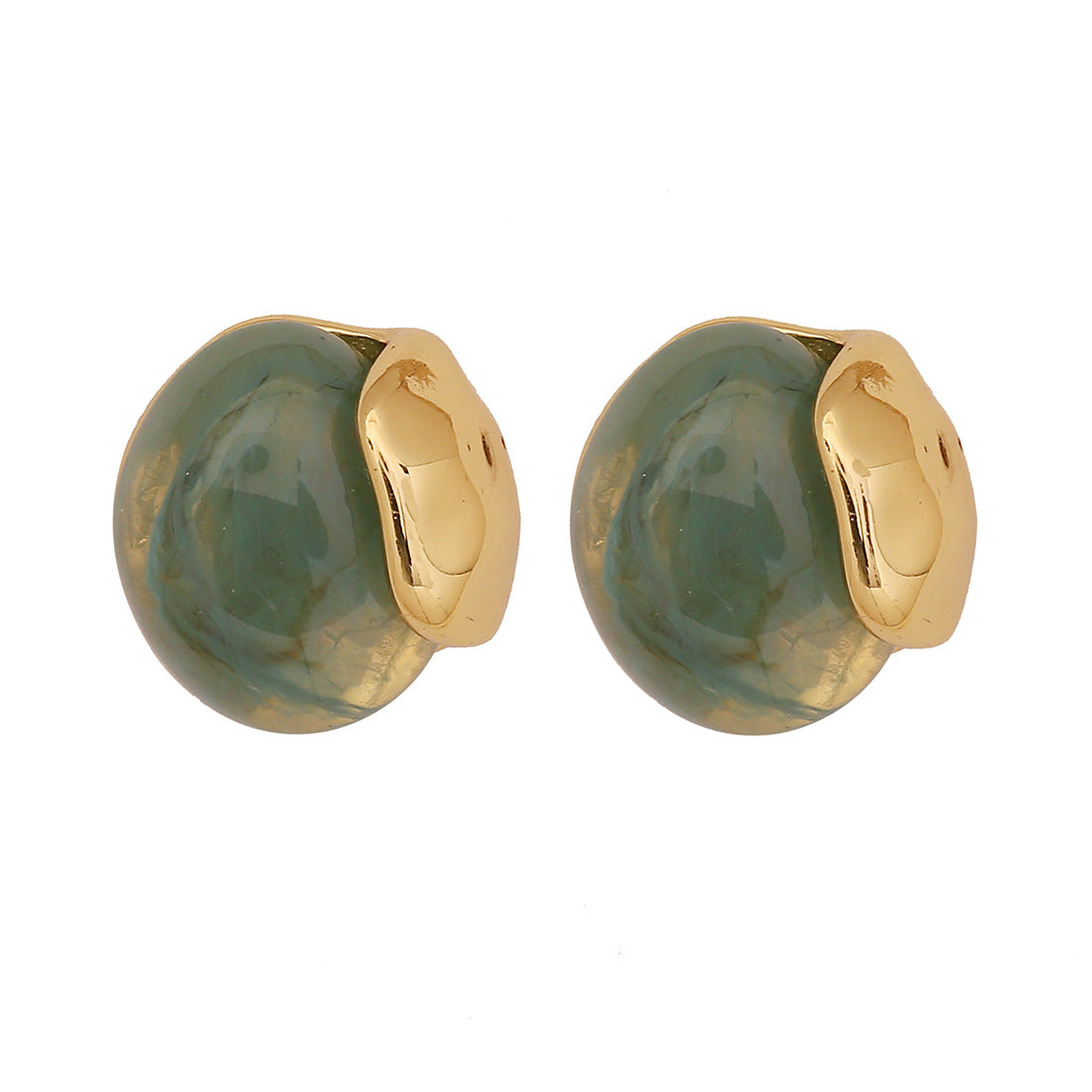 Multi-Color Resin Oval Earrings Fashion Stainless Steel Earrings Niche Earrings E573