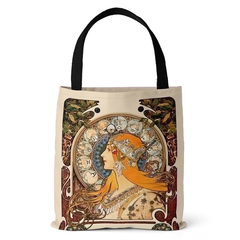 Unisex Vintage Style Portrait Canvas Shopping Bags