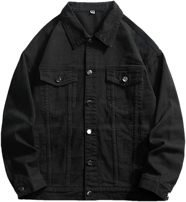  White Lapel Denim Jacket Baggy Casual Street Hip Hop Oversized Jean Coat
