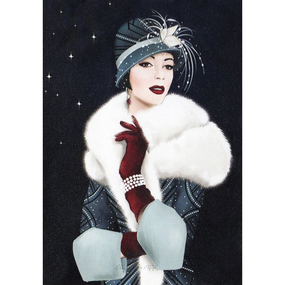

30*40CM - Round Drill Diamond Painting - Elegant Lady, 501 Original
