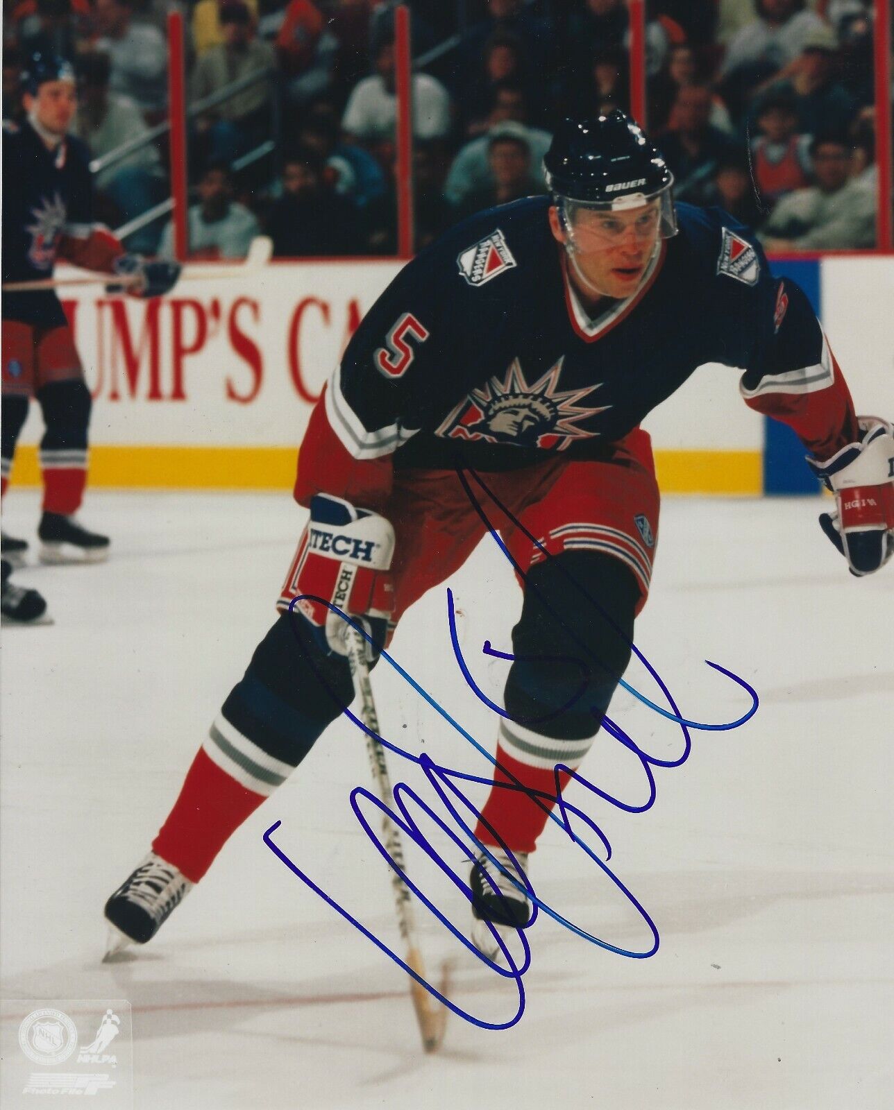 Autographed 8X10 ULF SAMUELSSON New York Rangers Photo Poster painting - w/ COA