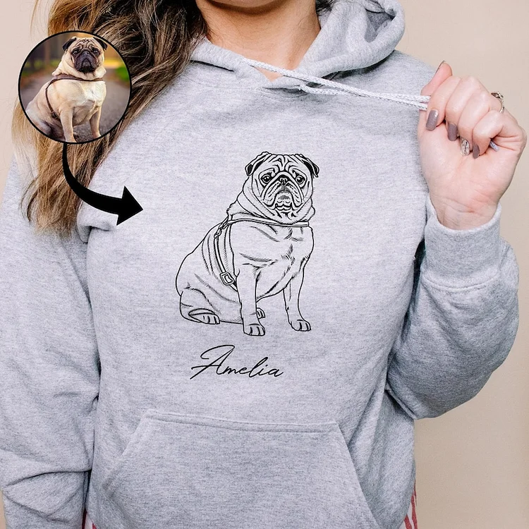 Personalized Hoodie with Pet Photo and Name, Personalized Dog Photo Print T-shirt Sweatshirt