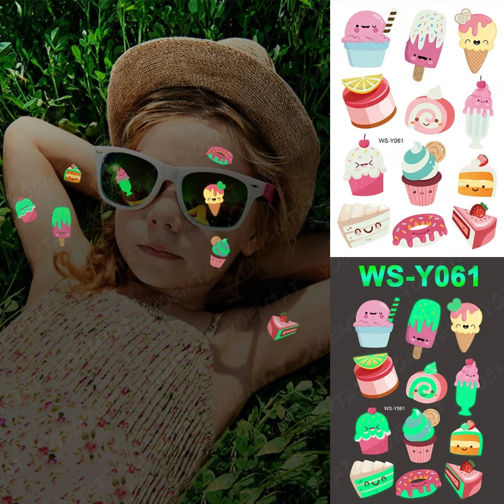 Luminous Glitter Tattoo Stickers Space Universe Children Temporary Waterproof Alien Tatto Body Art Cute Kid Cartoon Fake Tatoo