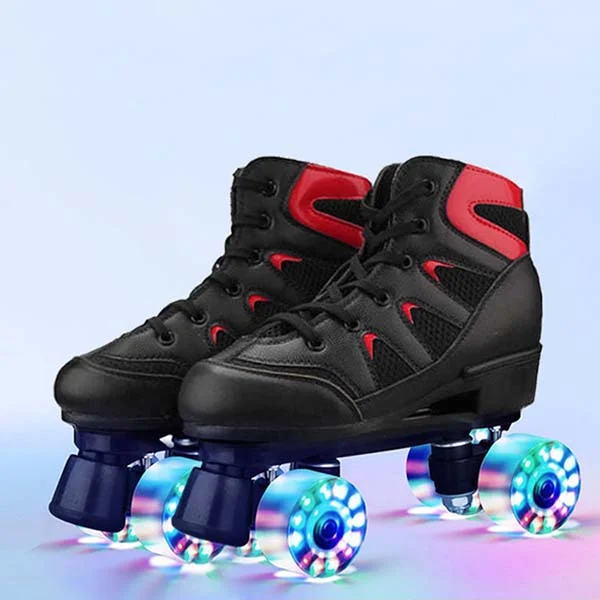 Black Double Row Four - Wheel Flash Roller Skates