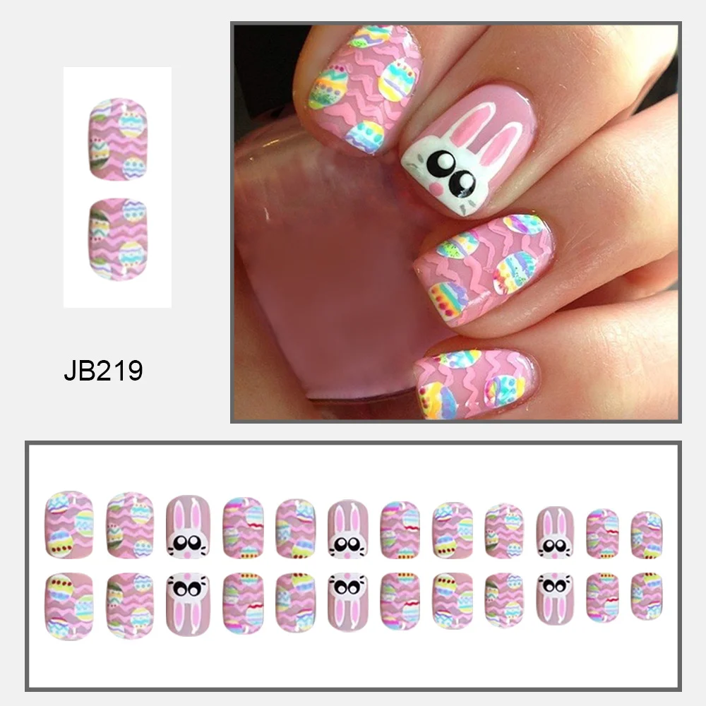 Churchf Churchf Nail Tablet Powder Tender Big Eyes Rabbit Color Planet Short Square Nail Patch Removable Finished Batch