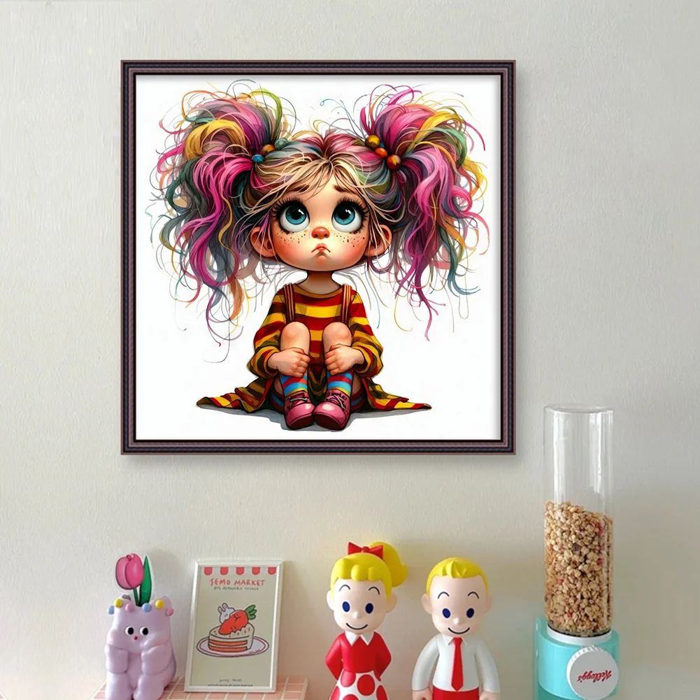 11CT Full Stamped Cross Stitch - Girl(Canvas|40*40CM)