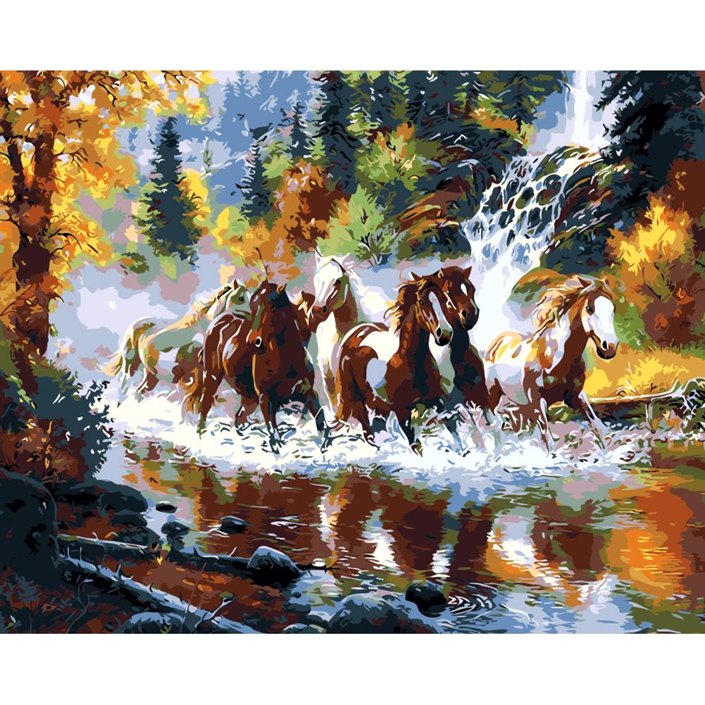 

40*50CM Paint By Numbers-Horse Cross River, 501 Original