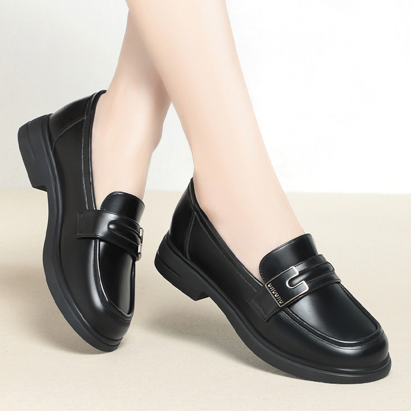Toneke popular women's shoes British Style Spring Autumn Ladies Pumps Shallow Shoes Crystal High Heels Loafers Fashion Breathable Soft Leather Single Shoes