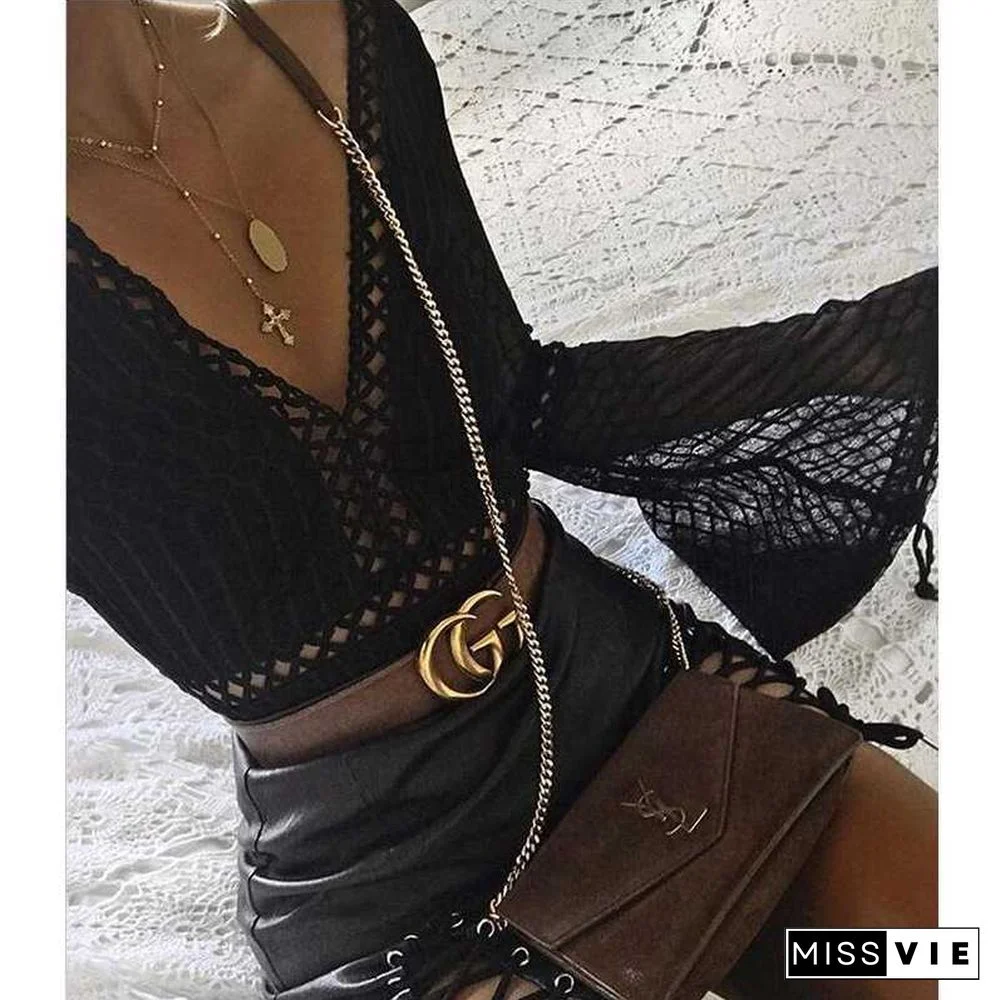 Puff Sleeve Plunge Lace Bodysuit Going Out Body Suits High Waisted