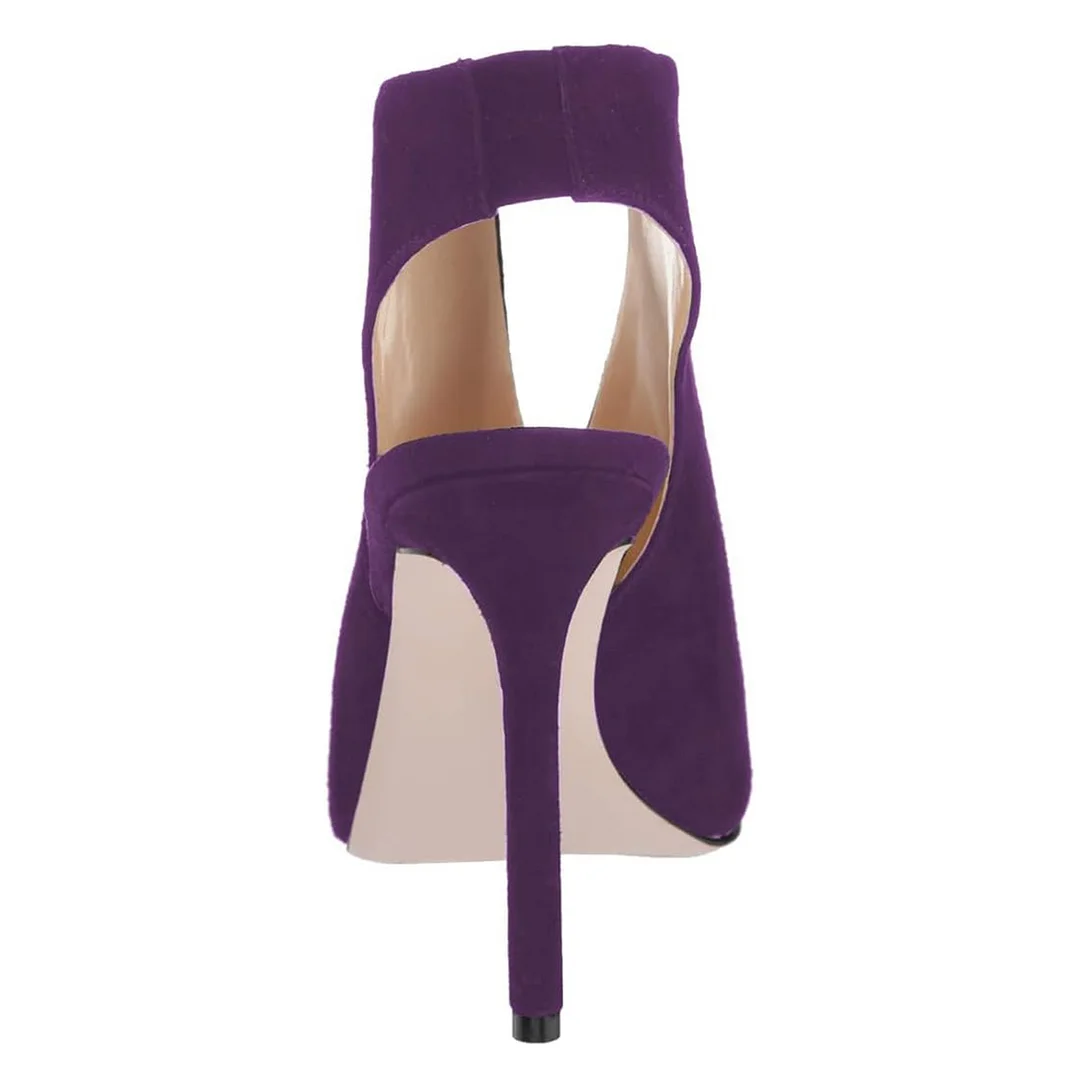 Purple Faux Suede Peep Toe Slingback Party Stiletto Heels Sandals