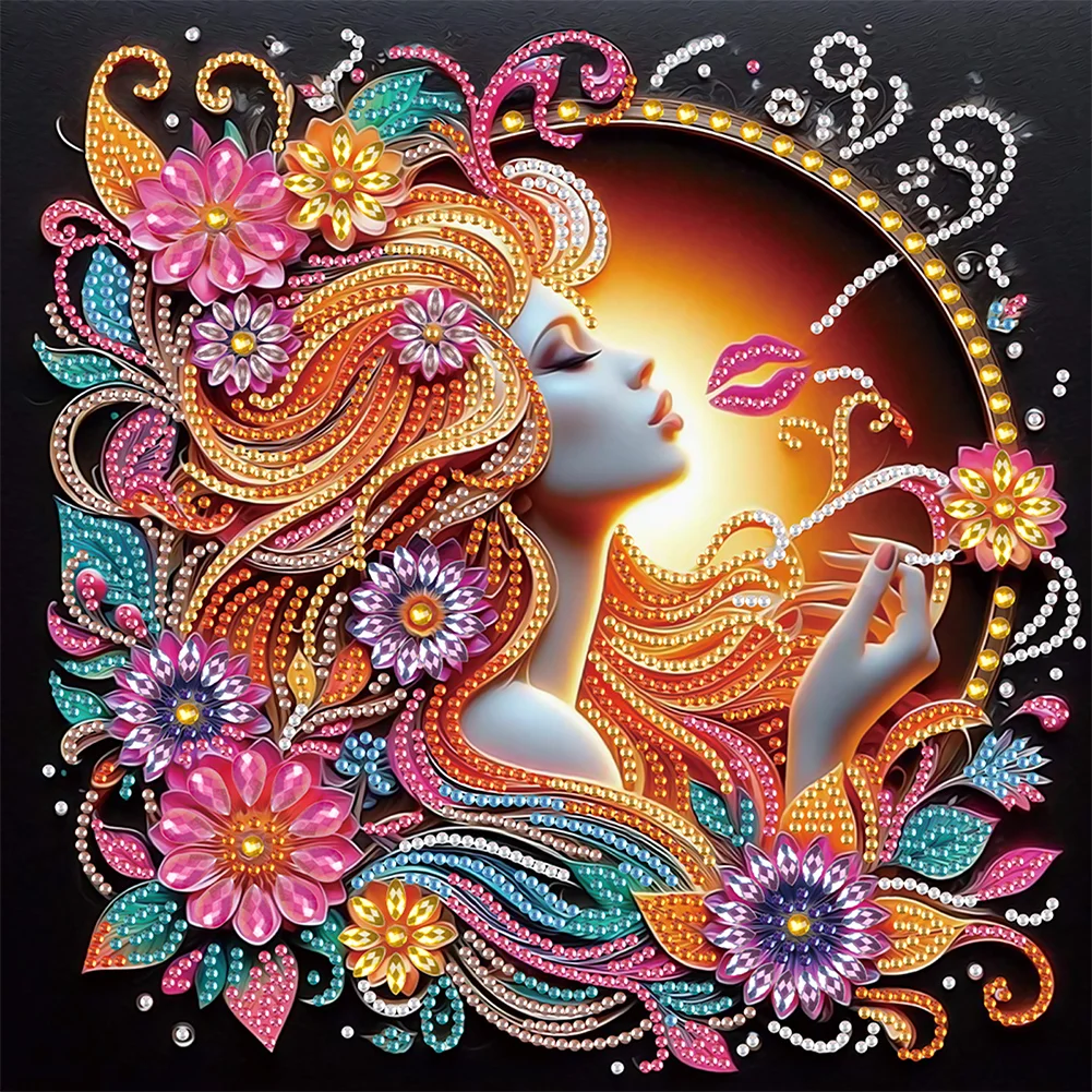 Partial Special-shaped Crystal Rhinestone Diamond Painting - Beauty(Canvas|30*30cm)