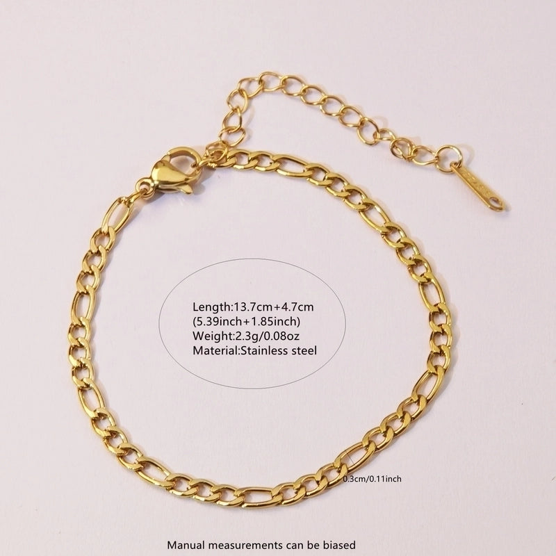 Sweet Minimalist Paper Clip Flower 304 Stainless Steel 18K Gold Plated Paperclip Chain Figaro Chain Bracelets In Bulk