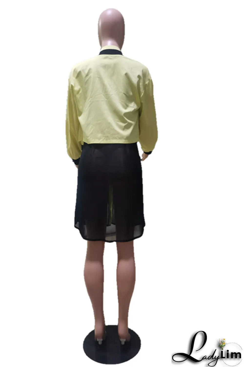 Yellow Casual Solid Split Joint Cardigan Collar Tops