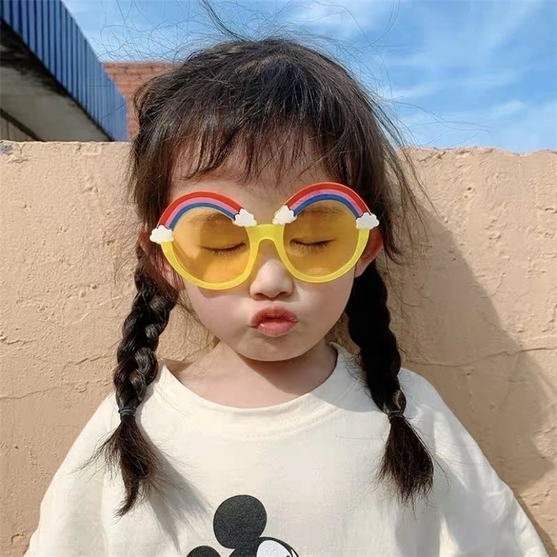 Cute Rainbow Round Frame Full Frame Kids Sunglasses