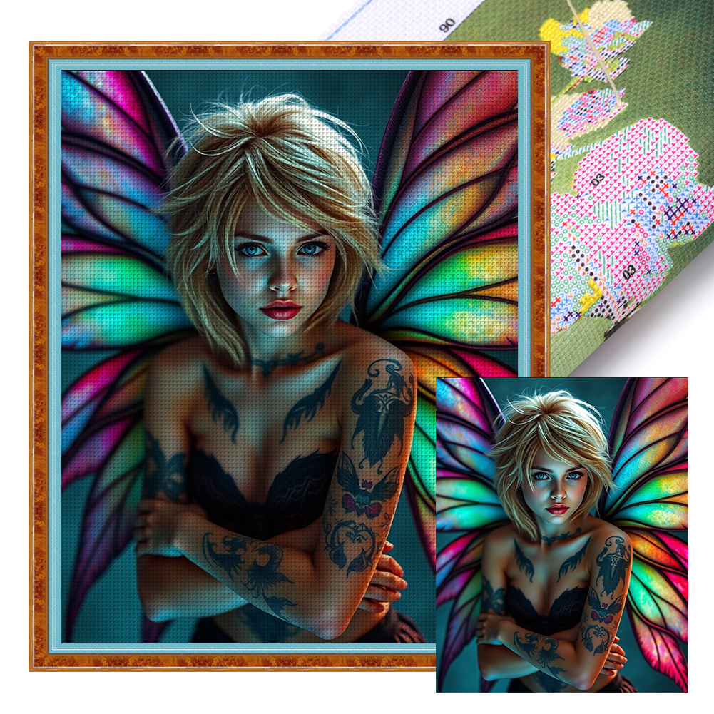 Butterfly Girl Full 14CT Pre-stamped Canvas(45*55cm) Cross Stitch