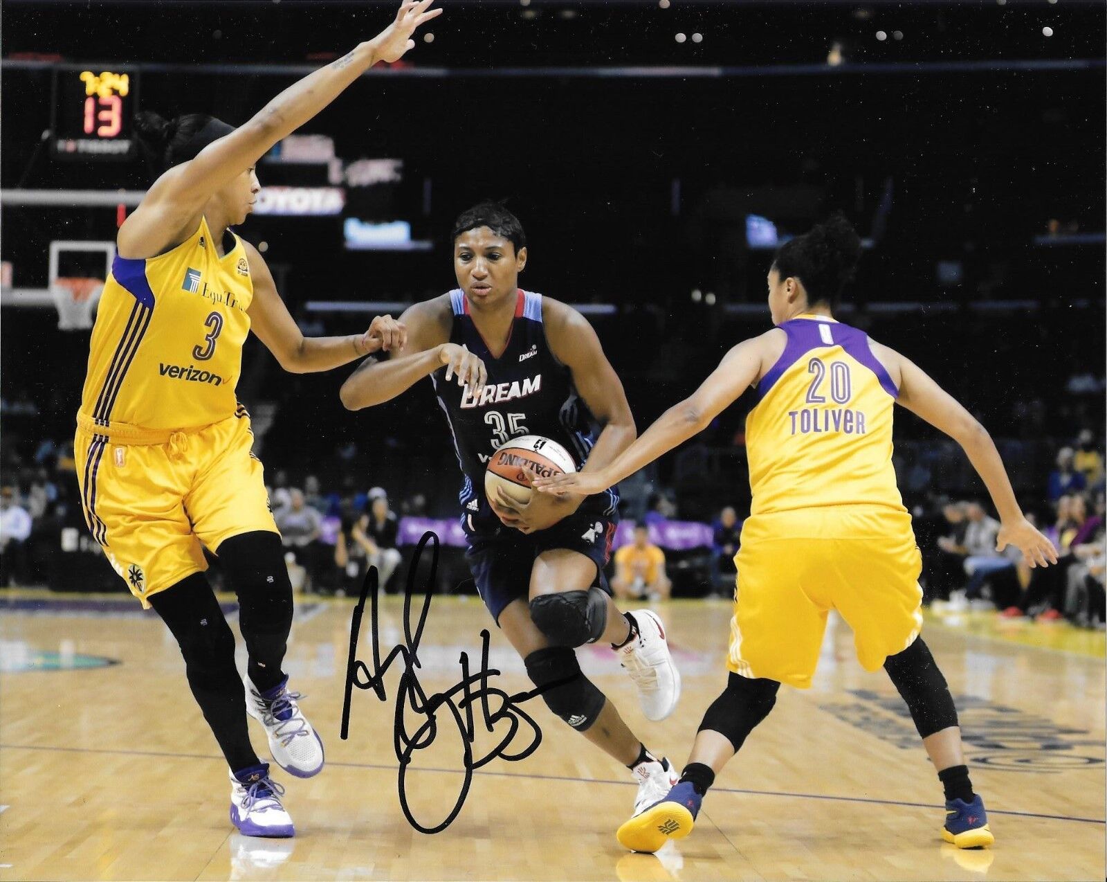 LOUISVILLE CARDINALS ANGEL McCOUGHTRY HAND SIGNED ATLANTA DREAM 8X10 Photo Poster painting W/COA