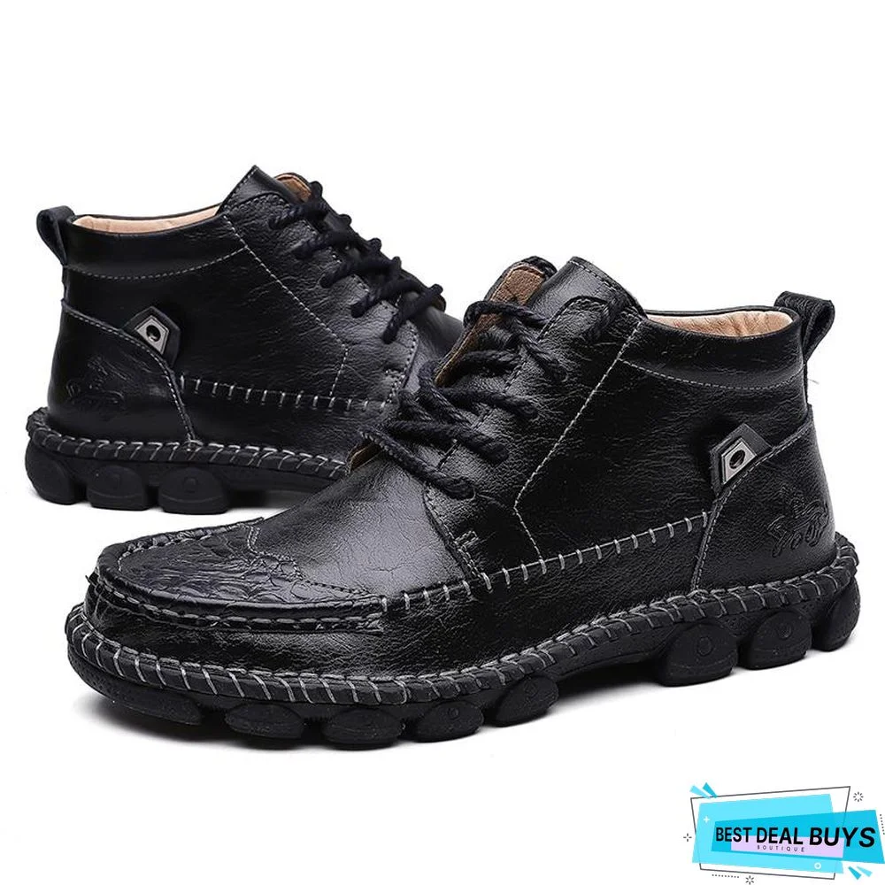 Cow Split Leather Men Boots Comfortable Boots Men Footwear Rubber Ankle Boots Men's Shoes