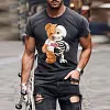 Mens Fashion Mechanical Teddy Bear Printed Casual Tee by Inlyline