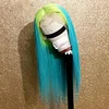 Preplucked Full Lace Human Hair Wigs Green Blue 13x6 Straight Lace Front Wig Remy Pink Orange Ombre Human Hair Wig