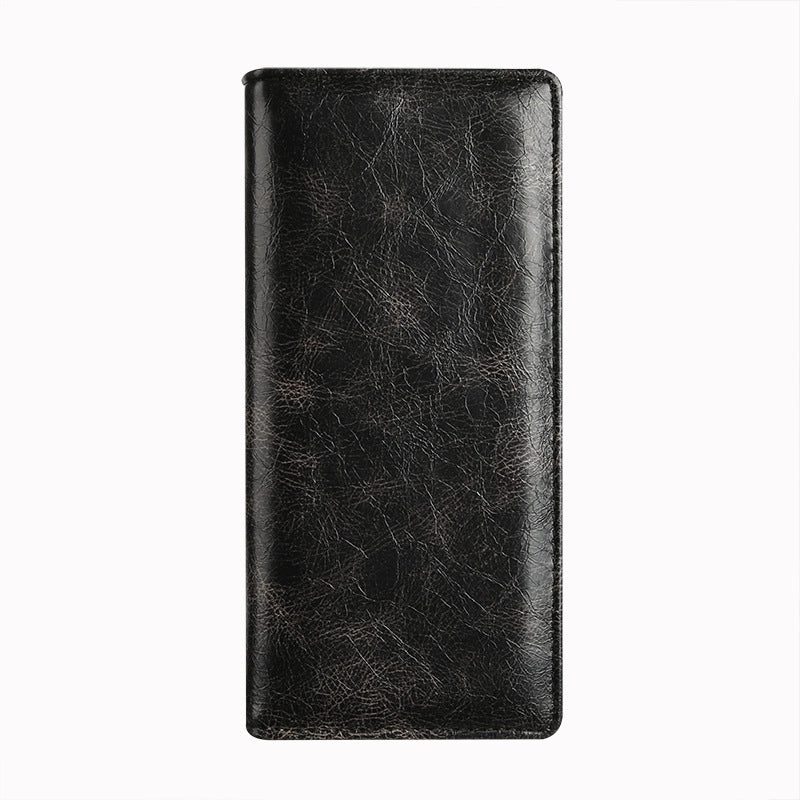 Men’s Solid Color Pu Leather Flip Cover Long Wallets