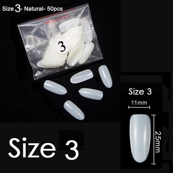 50pcs/bag Sold by separate size 10 sizes available size 0 1 2 3 4 5 6 7 8 9 false oval fake nail tips YW30-YW39-Nail Inspo