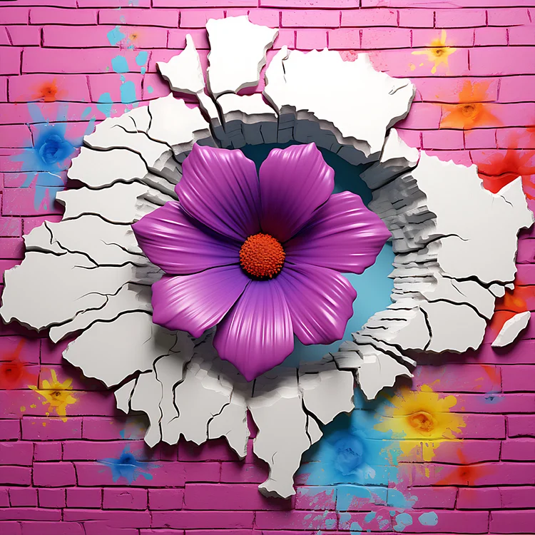 Flowers Bursting Through The Wall 30*30CM(Canvas) Full Round Drill Diamond Painting gbfke