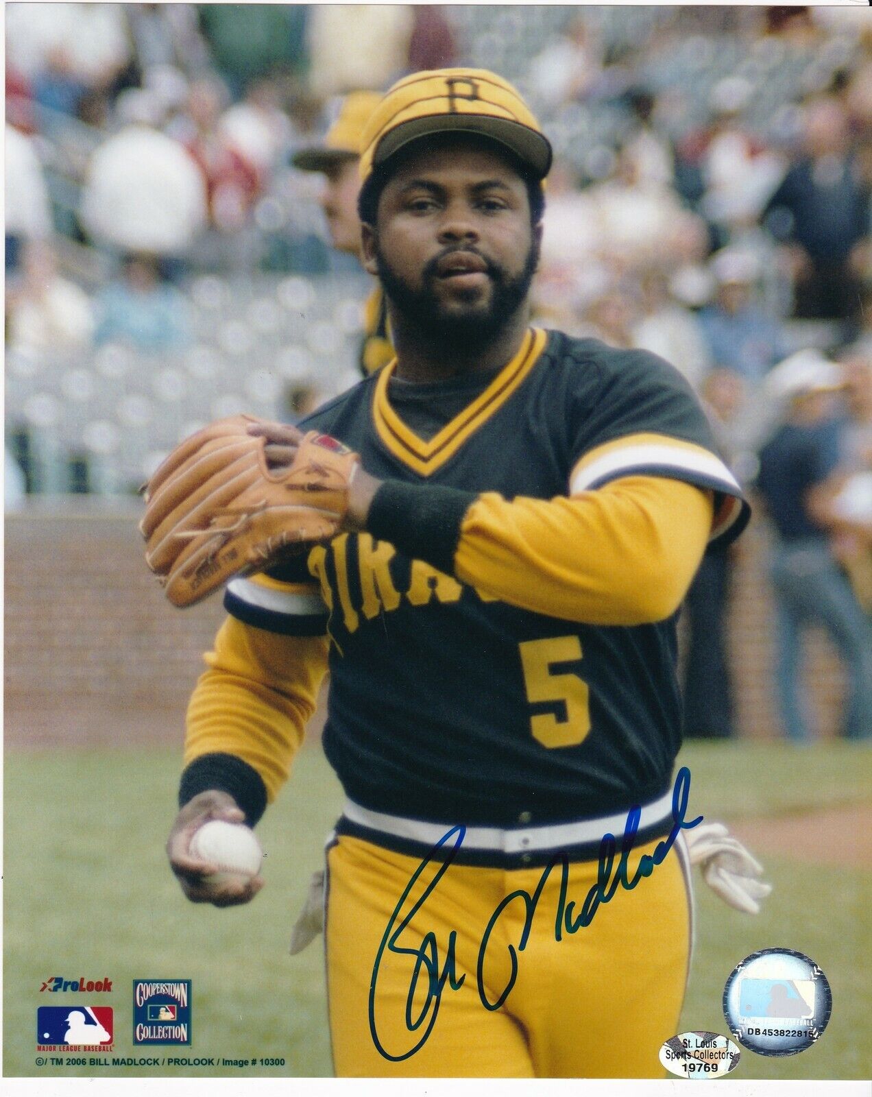 BILL MADLOCK PITTSBURGH PIRATES ACTION SIGNED 8x10