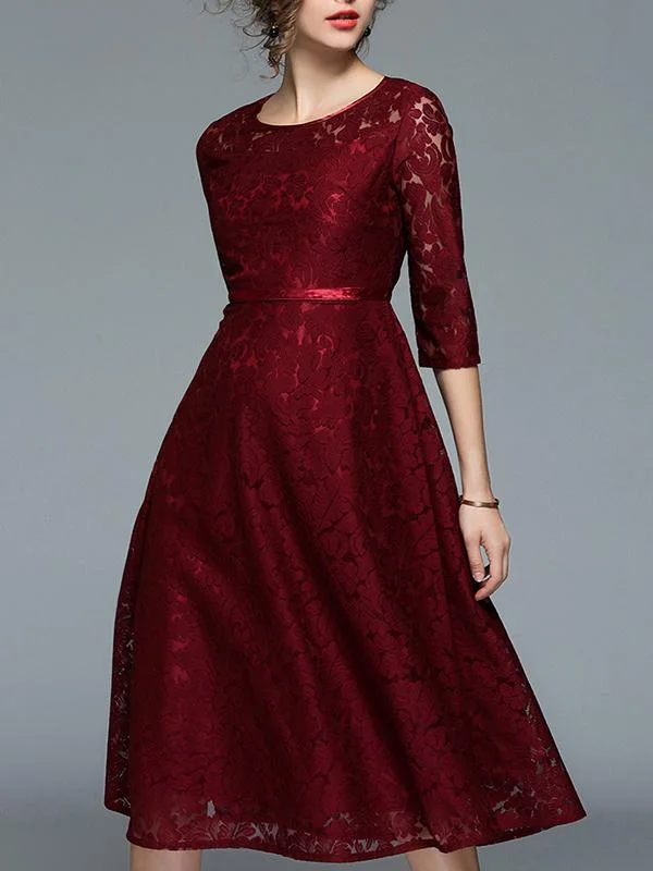 Elegant mid-length lace big dress