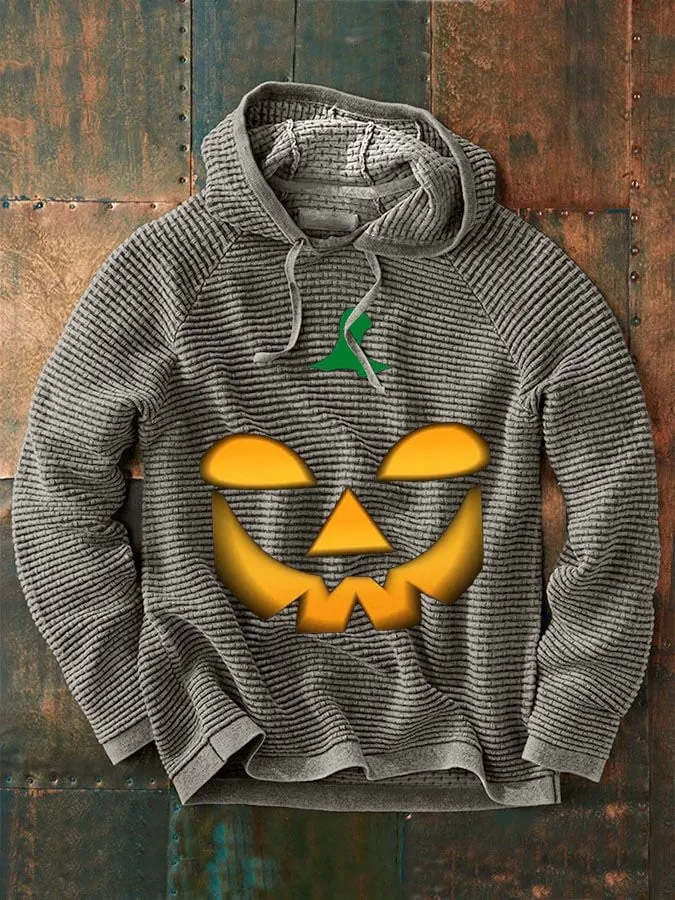 Casual Pumpkin Print Long Sleeve Hoodie