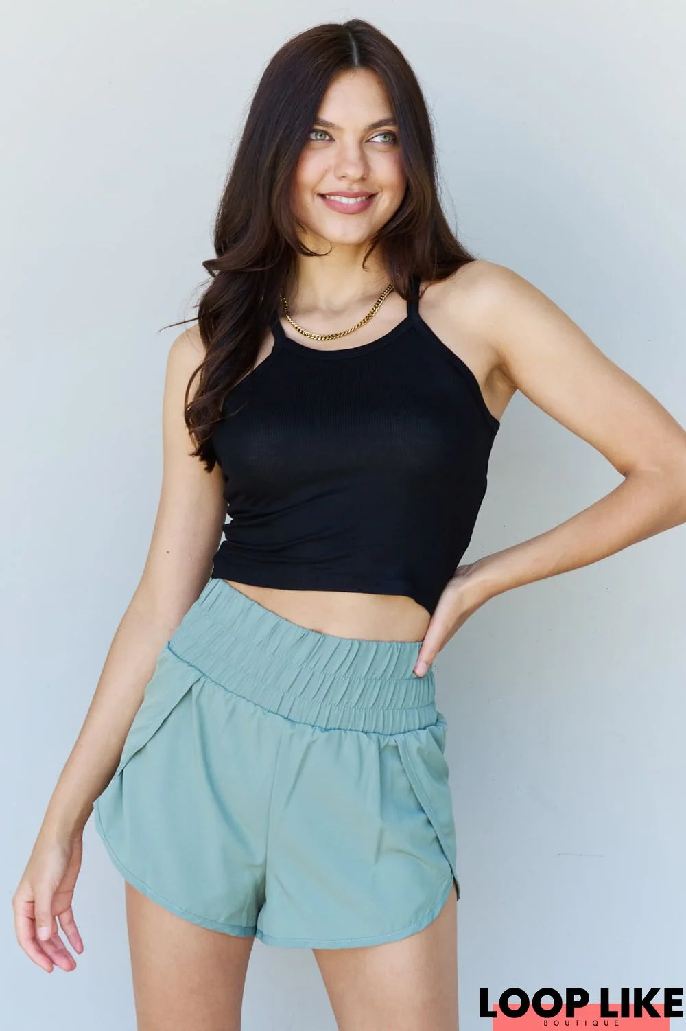 Ninexis' Everyday Staple Soft Modal Short Strap Ribbed Black Cropped Tank Top