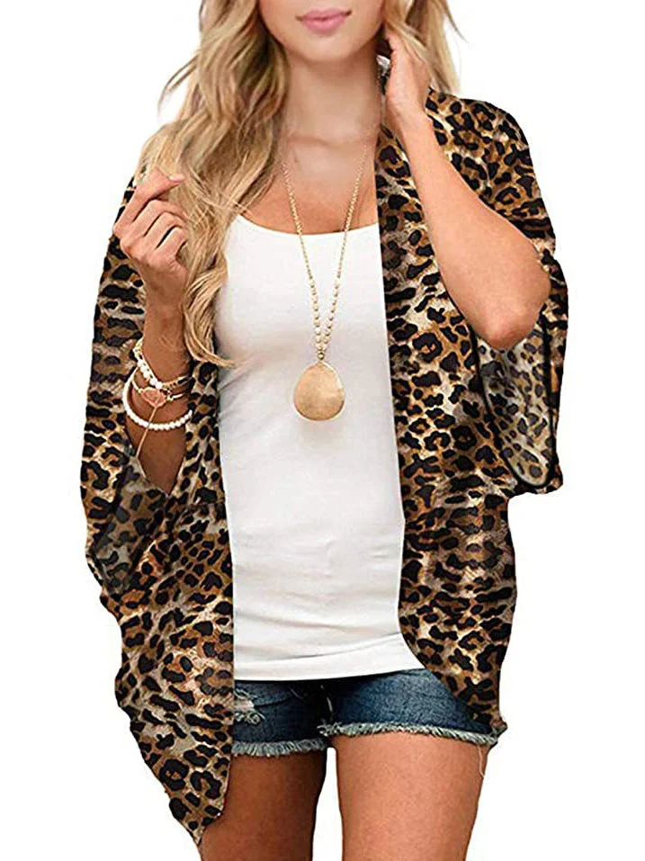 Floral Cardigans Chiffon Casual Loose Open Front Cover Ups Tops
