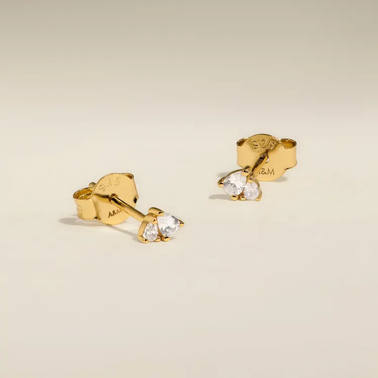 Pear Cluster Stud Earrings in Gold