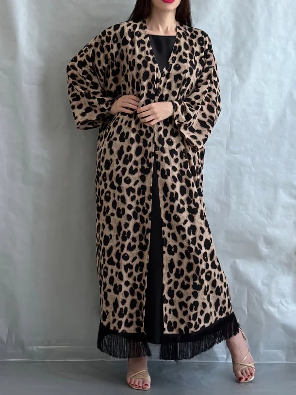Stylish Leopard Print Dress Robe-inspireuse