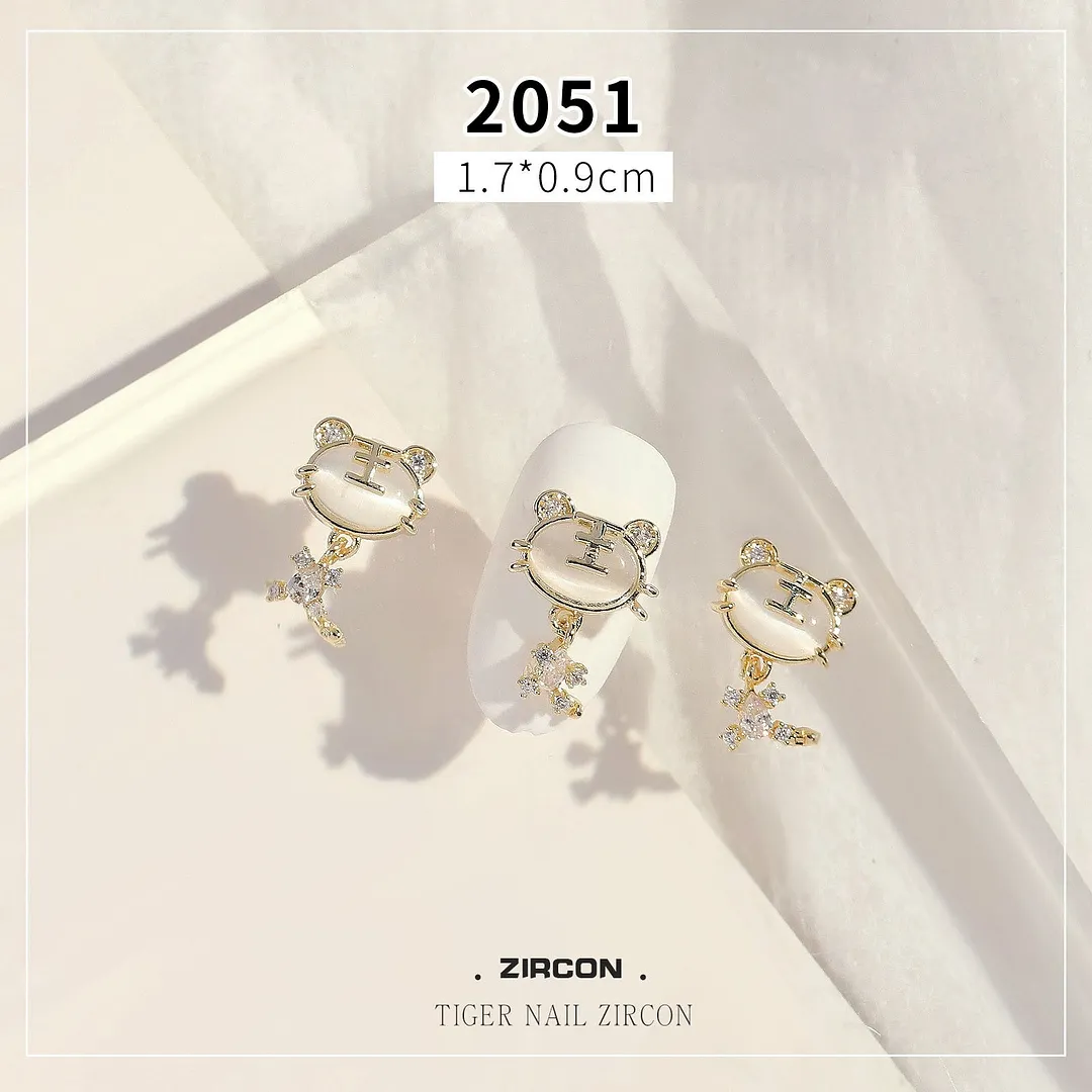 Nail Rhinestones Gold Silver 3D Luxury Tiger Designs 3Pcs/Set Exquisite Alloy Zircon Jewelry Decoration Beauty Salons-Nail Inspo