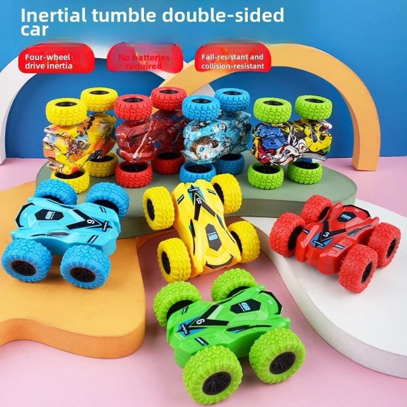 Children's Four-wheel Drive Inertia Car Double-sided Off-road Vehicle Fall-resistant Stunt Racing Model Boy Gift Toy Stall