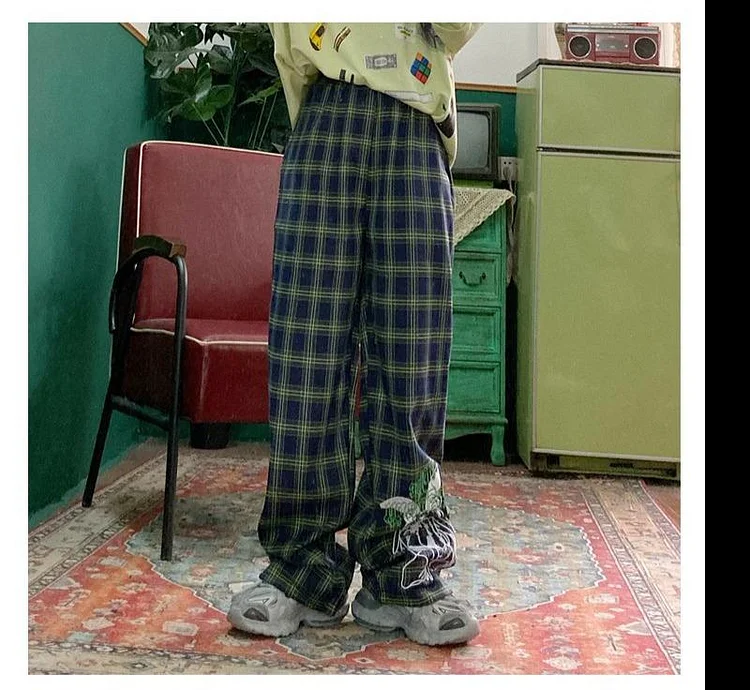 Korean Fashion Casual Plaid Pants TK039