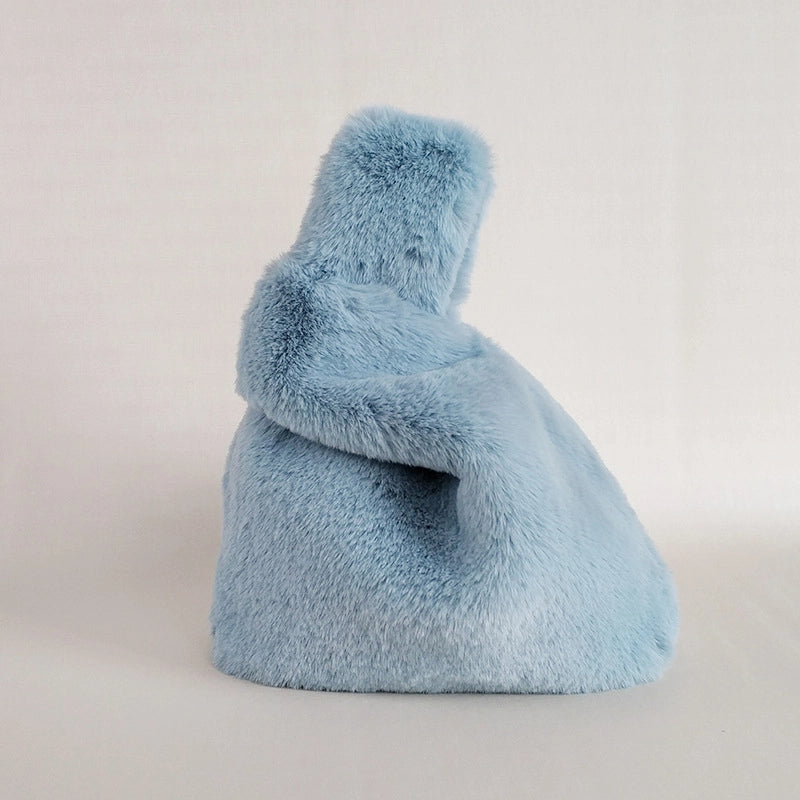 Furry Korean Style Autumn And Winter Imitation Rex Rabbit Fur Handbag Cute Plush Vest Bag For Women