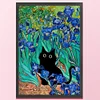 (Big Size)The Black Cat In Van Gogh'S Iris Painting - 11CT Stamped Cross Stitch - 45*65cm