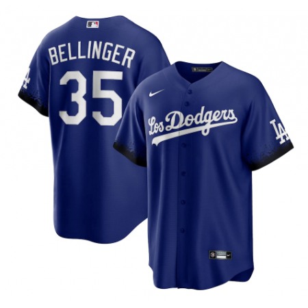 Men's Los Angeles Dodgers #35 Cody Bellinger 2021 Royal City Connect Cool Base Stitched Baseball Jersey YYLX