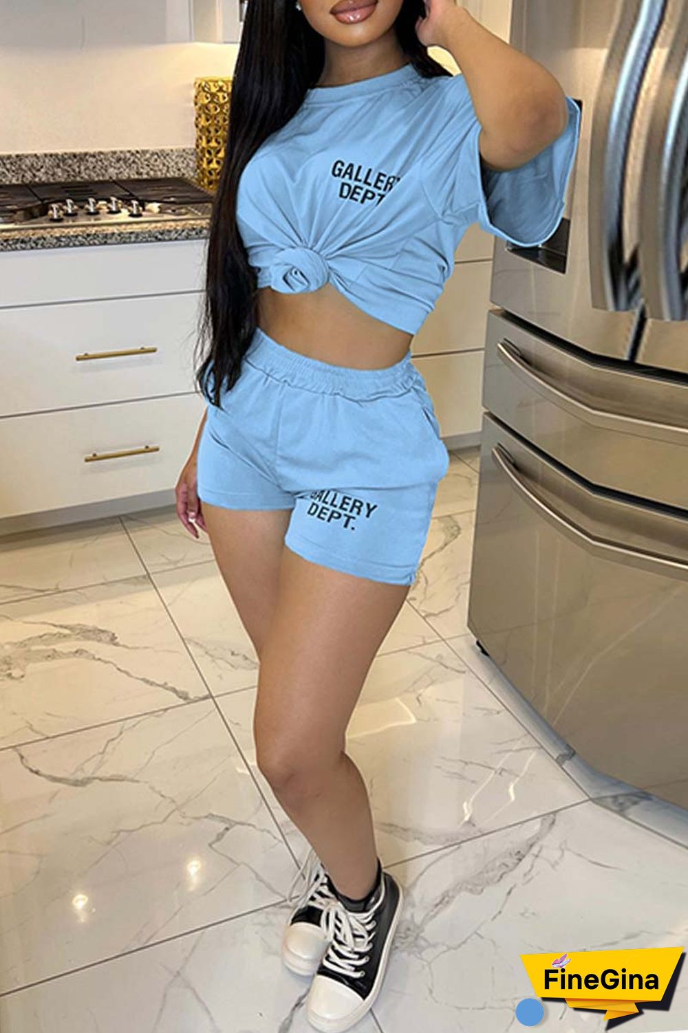 Red Casual Letter Print Basic O Neck Short Sleeve Two Pieces