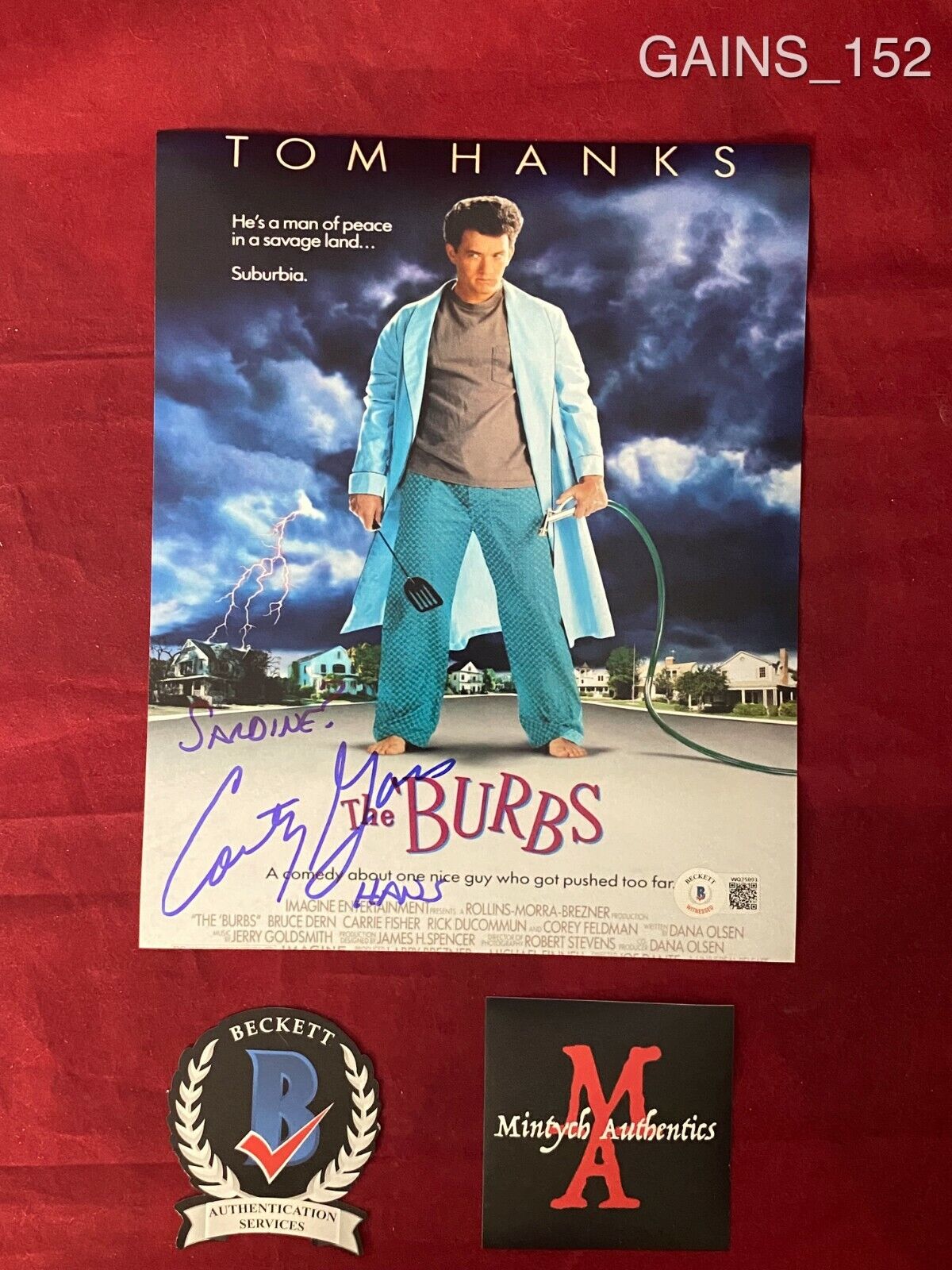 COURTNEY GAINS AUTOGRAPHED SIGNED 8x10 Photo Poster painting! THE BURBS! BECKETT COA! HANS!