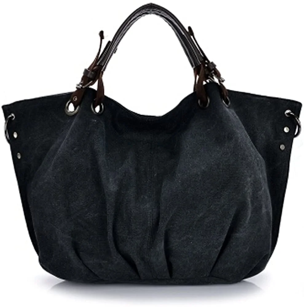 European Style Canvas Large Tote Top Handle Bag Shopping Hobo Shoulder Bag, Large Size
