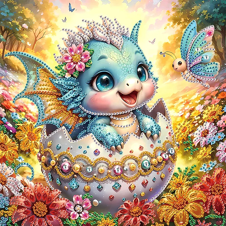 Easter Egg Dinosaur 30*30cm (Canvas) Special Shaped Drill Diamond Painting gbfke