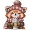 (Stamped/Counted) Red Panda Drinking Coffee-14CT Cross Stitch 19*22cm/7.48*8.66in