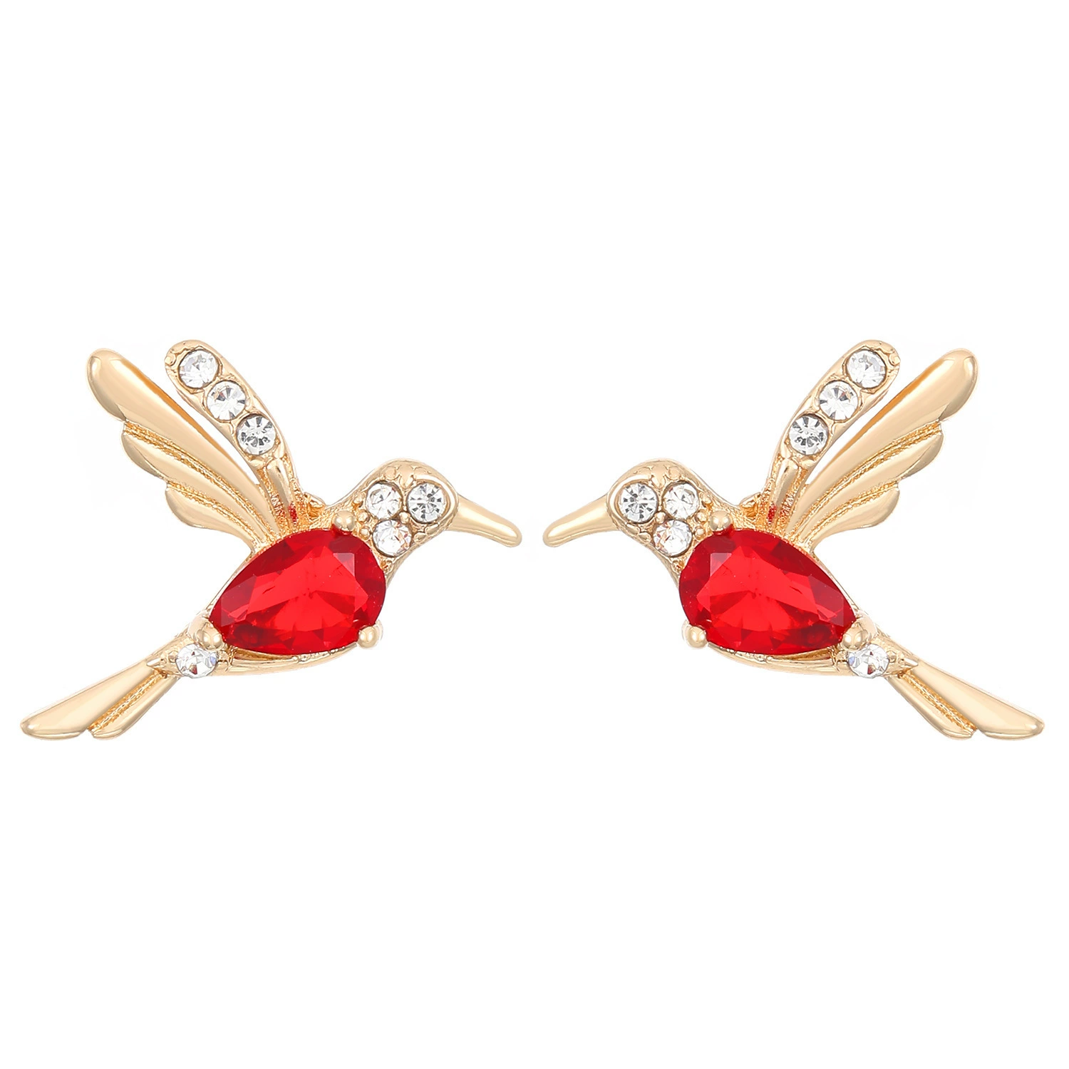 Hummingbird Zirconia Gold-Plated Earrings