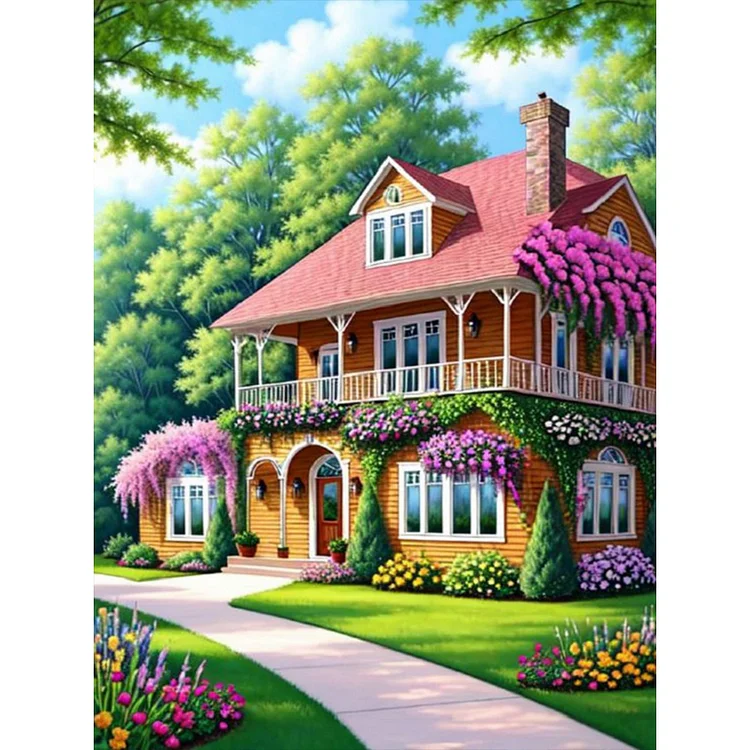 House In The Forest 30*40CM (Canvas) Full Round Drill Diamond Painting gbfke