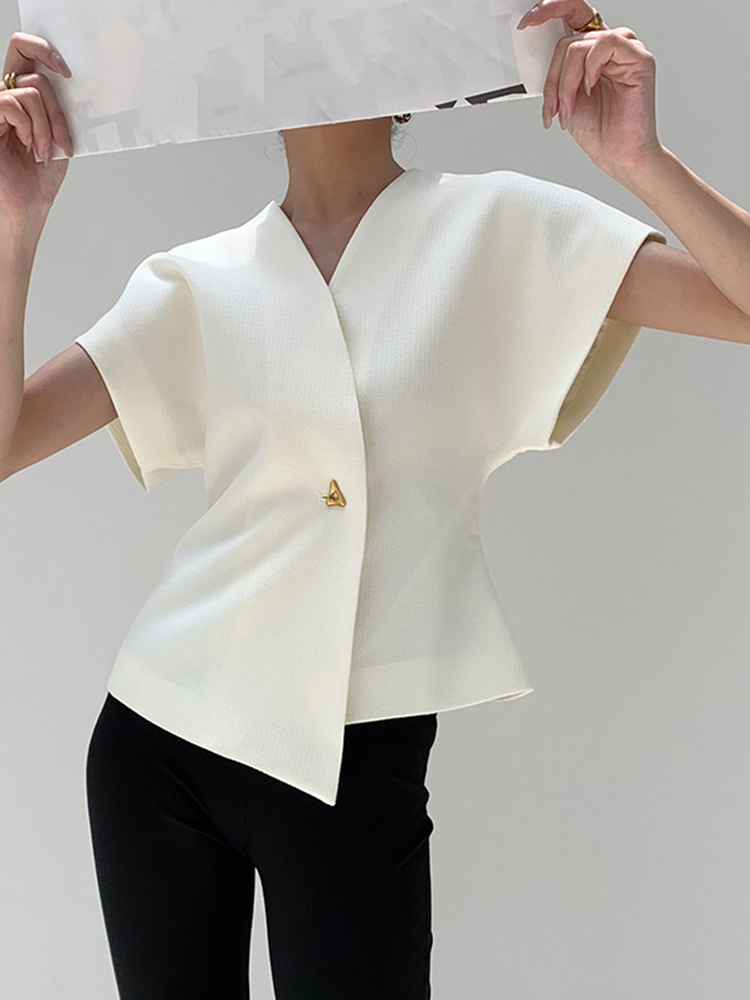 Solid Slimming Waistcoats For Women V Neck Sleeveless Tunic Irregular Patchwork Button Waistcoat Female Fashion New