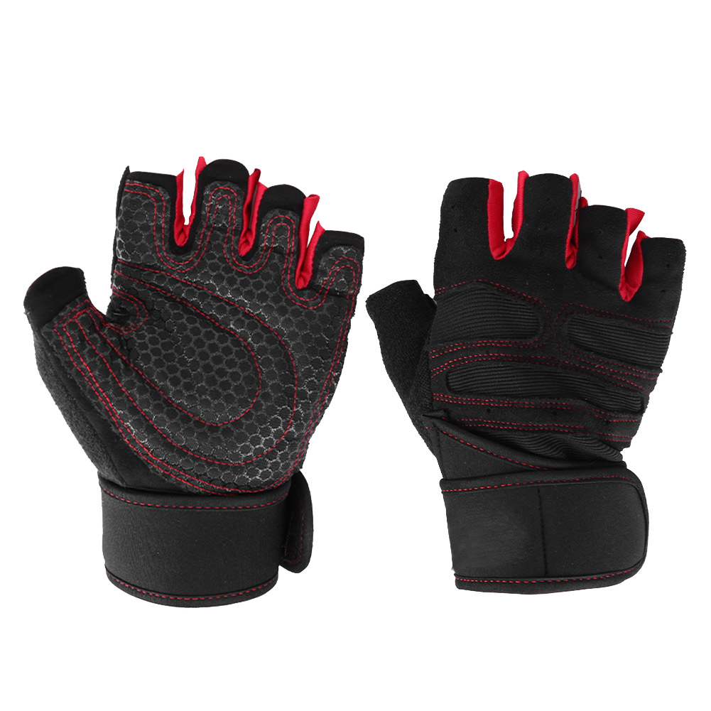 

Shockproof Weight Lifting Gloves Sports Cycling Half Finger Gloves, Red, 501 Original