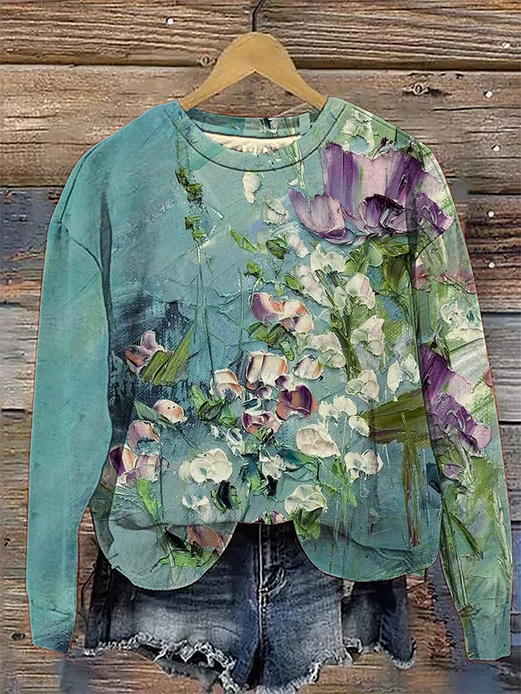 Vintage Art Print Casual Cotton Sweatshirt main image 0