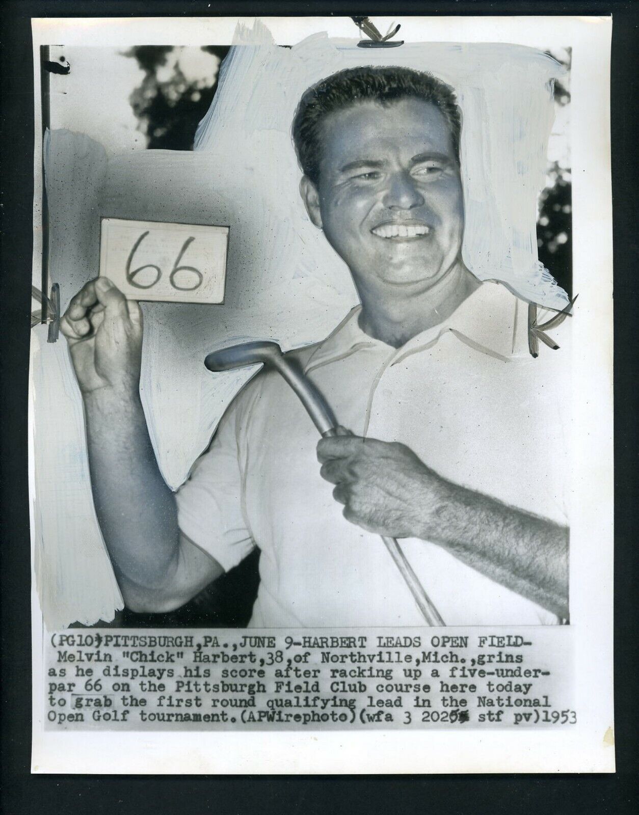 Chick Harbert 1953 US Open Golf Press Photo Poster painting Pittsburgh Field Club